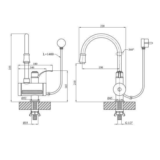 Проточный кран Kroner KRM Volt - CW091 с дисплеем