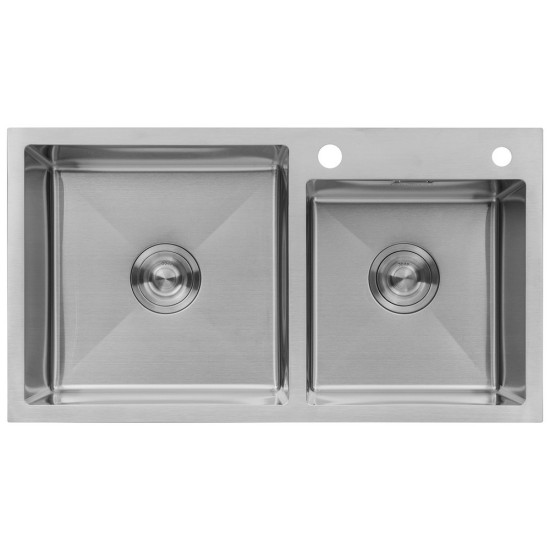Комплект кухонная мойка Kroner Gebürstet-7843ZHM + смеситель Edelstahl Klassisch-ESG03817BLK + дозатор Spender-016