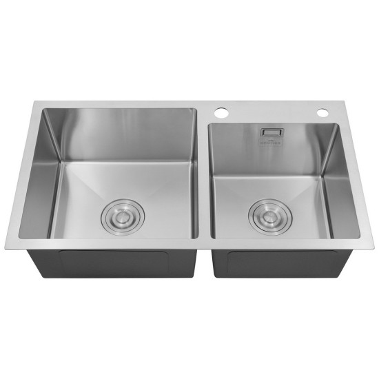 Комплект кухонная мойка Kroner Gebürstet-7843ZHM + смеситель Edelstahl Klassisch-ESG03817BLK + дозатор Spender-016