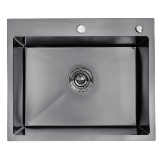 Комплект мойка для кухни интегрированная Kroner KRP PVD Schwarze - 6050HM с корзиной для сушки и дозатором