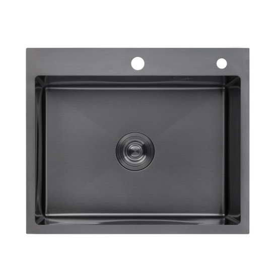 Комплект кухонная мойка Kroner Schwarze-6050HM PVD + смеситель Ersel - GRP03393BLK + дозатор Spender-026