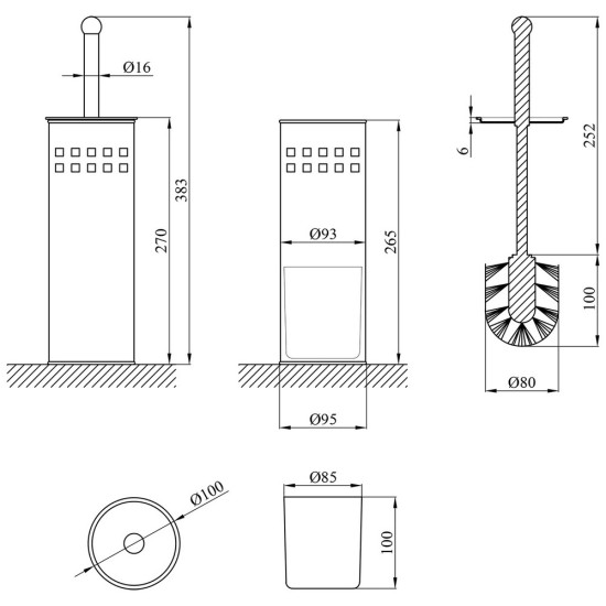 Ершик для унитаза напольный Kroner KRM Rizze - ACC321-1