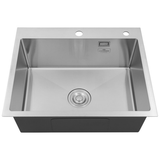Комплект кухонная мойка Kroner Gebürstet-6050HM + смеситель Küche-C031BLK + дозатор Spender-016