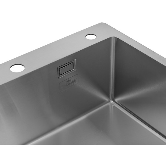 Комплект кухонная мойка Kroner Gebürstet-6050HM + смеситель Küche-C031BLK + дозатор Spender-016
