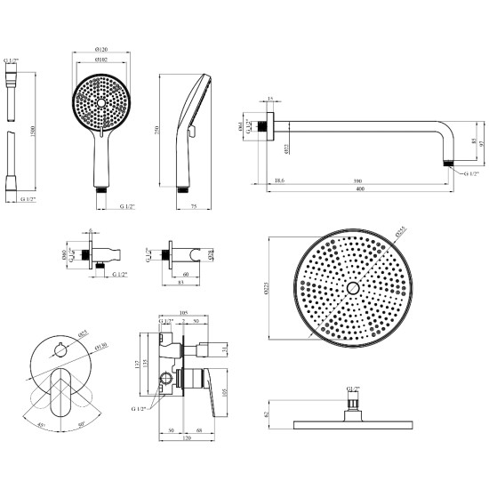Душевая система Kroner Element 211335B-5301