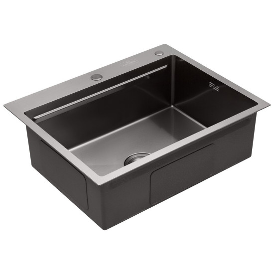 Комплект кухонная мойка Kroner Schwarze-6350HM PVD + смеситель Makon-GRP030-T + дозатор Spender-SCH049