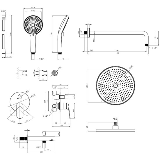 Душевая система Kroner Element 211335A-0101