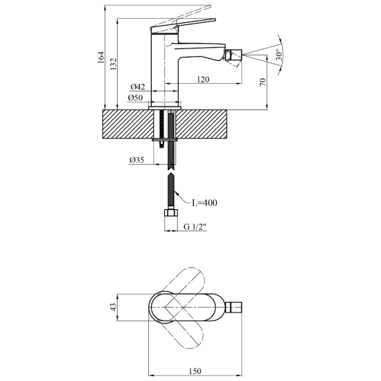 Смеситель для биде Kroner Element 211210-5301
