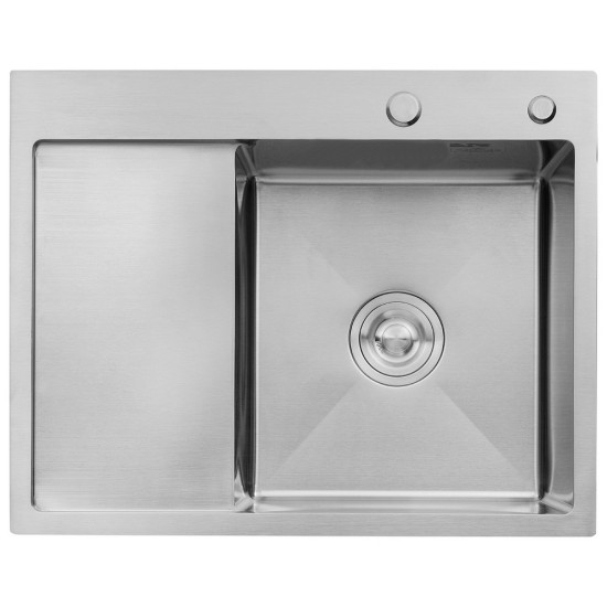 Комплект кухонная мойка Kroner Gebürstet-6350RHM + смеситель Küche-C031BLK + дозатор Spender-ECG049