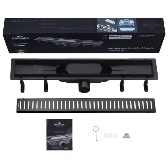Трап линейный Kroner KRP Harz SCH60 Sektion Schwarz