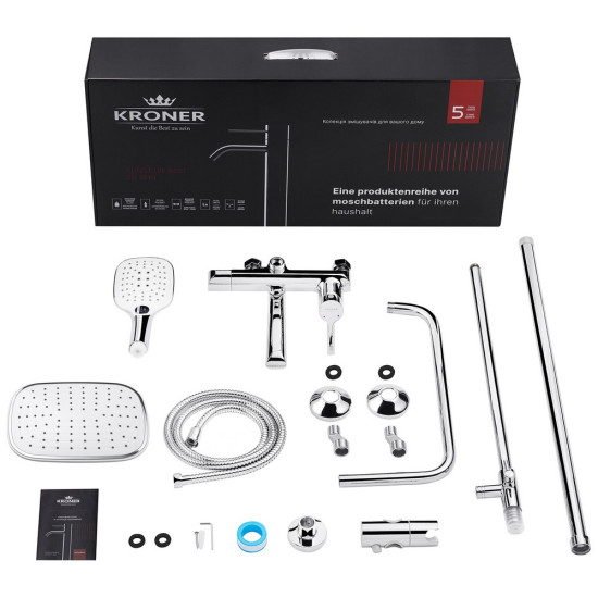 Набор 3 в 1 душевая система Kroner Essen-C063 + смеситель Essen-C030 + смеситель Essen-C010
