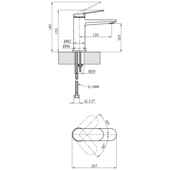 Смеситель для раковины Kroner Element 211110-5301