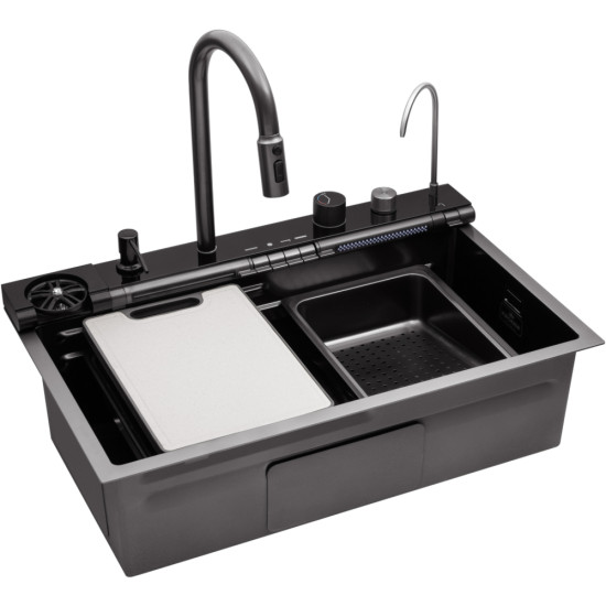 Кухонна мийка Kroner KRP Schwarze - SET7545F3HM PVD (3.0/0.8 мм)
