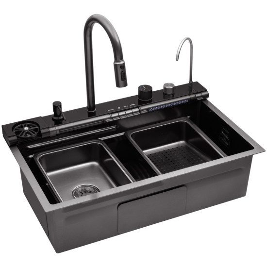 Кухонна мийка Kroner KRP Schwarze - SET7545F3HM PVD (3.0/0.8 мм)