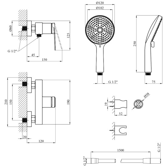 Смеситель для душа Kroner Element 211411-0101