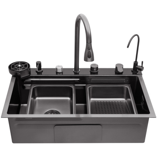 Кухонна мийка Kroner KRP Schwarze - SET7545F4HM PVD (3.0/0.8 мм)