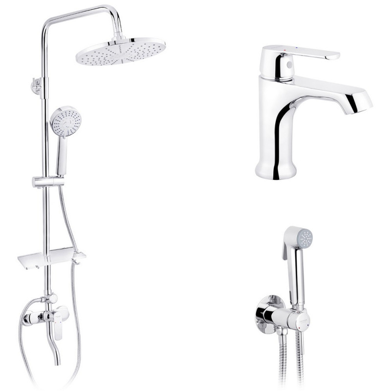 Набор 3 в 1 душова система Kroner Armada-C064K + змішувач Armada-C010 + змішувач Bidet-C082