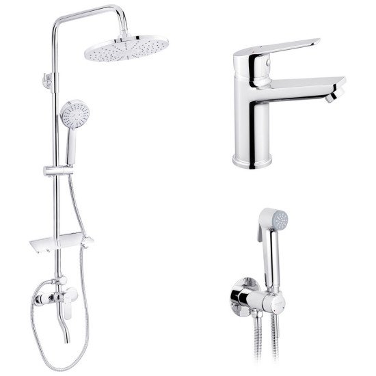 Набор 3 в 1 душевая система Kroner Armada-C064K + смеситель Hagen-C010 + смеситель Bidet-C082