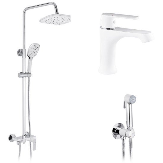 Набор 3 в 1 душевая система Kroner Armada-W063 + смеситель Armada-W010 + смеситель Bidet-C082