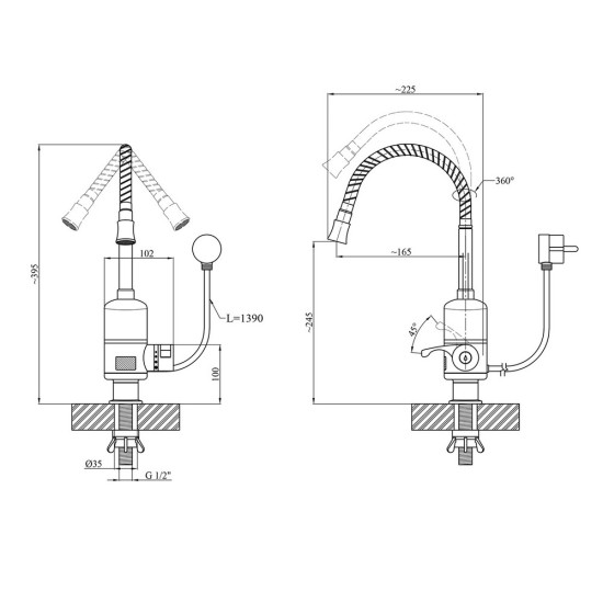 Проточний кран Kroner KRM Volt - CW090R з дисплеєм