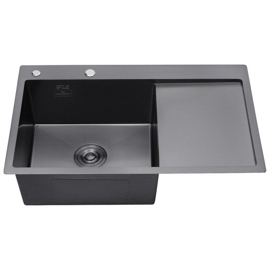 Кухонная мойка Kroner KRP Schwarze - 7849LHM PVD (3.0/1.0 мм)