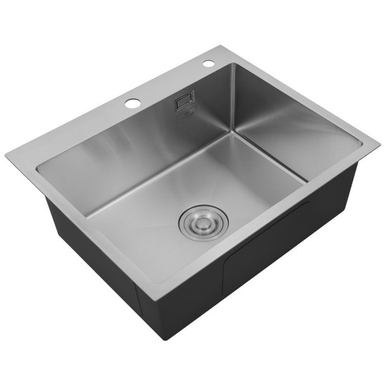 Комплект кухонная мойка Kroner Gebürstet-6050HM + смеситель Klassisch-ESG03817BLK + дозатор Spender-016