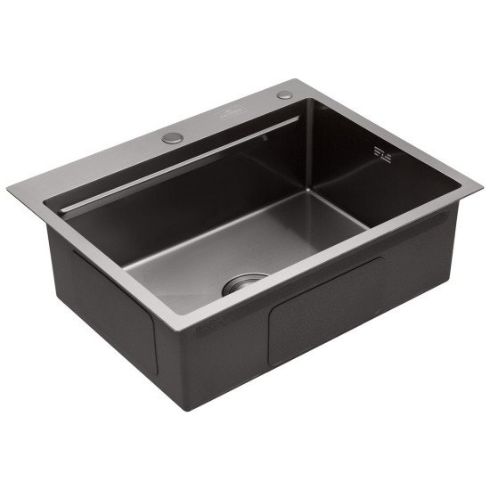 Комплект кухонная мойка Kroner Schwarze-6350HM PVD + смеситель Graz-GRP030 + дозатор Spender-026