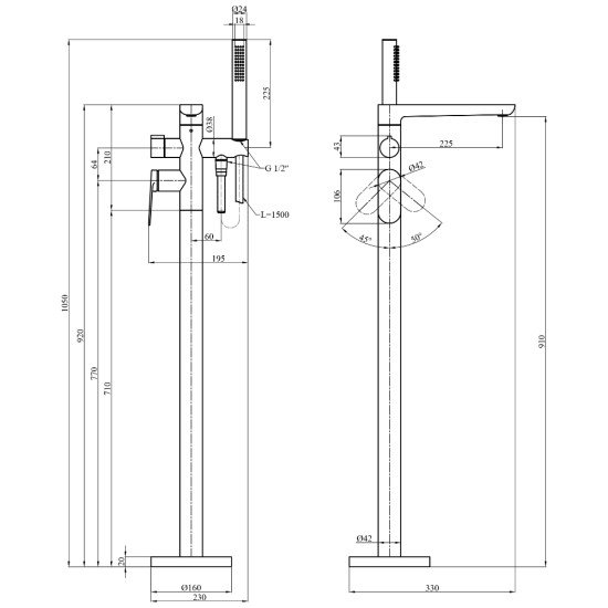 Смеситель для ванны Kroner Element 211339-3801