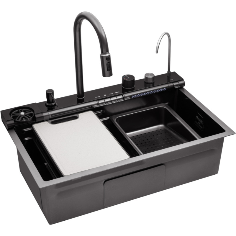 Кухонна мийка Kroner KRP Schwarze - SET7545F3HM PVD (3.0/0.8 мм)