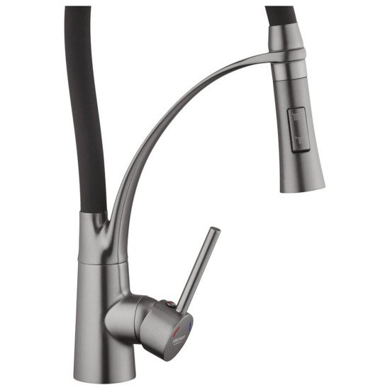 Комплект кухонная мойка Kroner Schwarze-6050HM PVD + смеситель Ersel - GRP03393BLK + дозатор Spender-026