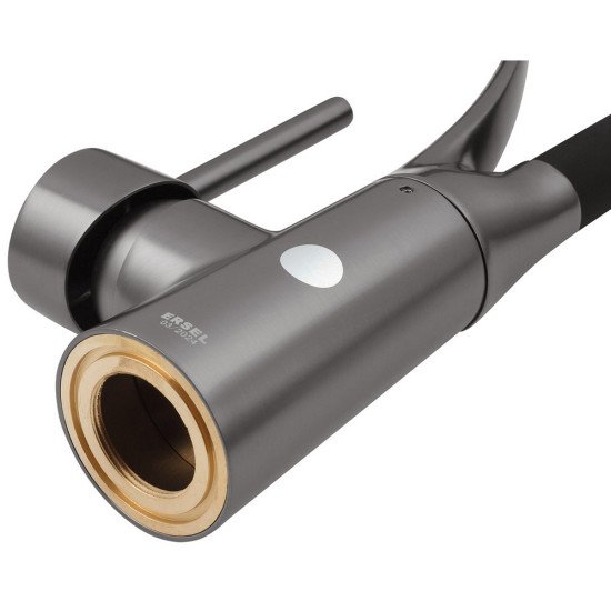Комплект кухонная мойка Kroner Schwarze-6050HM PVD + смеситель Ersel - GRP03393BLK + дозатор Spender-026