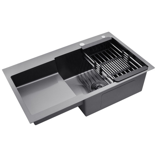Комплект кухонна мийка Kroner Schwarze-7848RHM PVD + змішувач Edelstahl Klassisch-SCH035PVD + дозатор Spender-SCH049