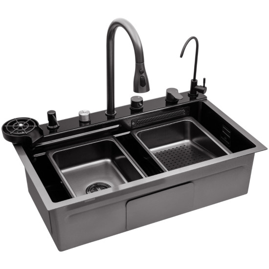 Кухонна мийка Kroner KRP Schwarze - SET7545F4HM PVD (3.0/0.8 мм)
