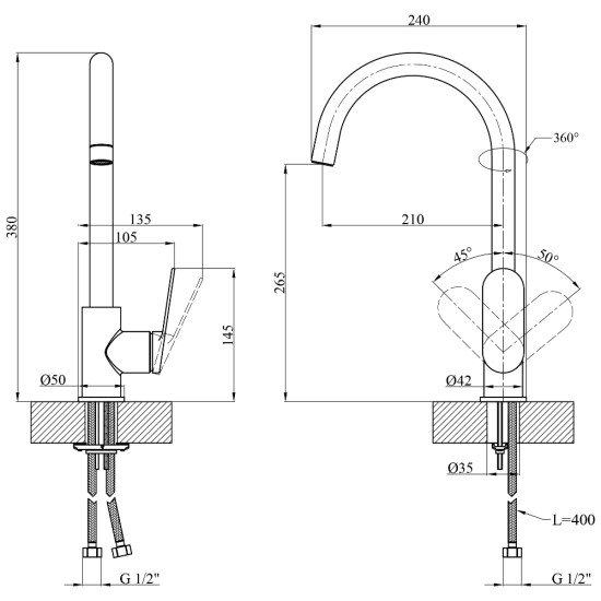 Змішувач для кухні Kroner Element 211512B-3801